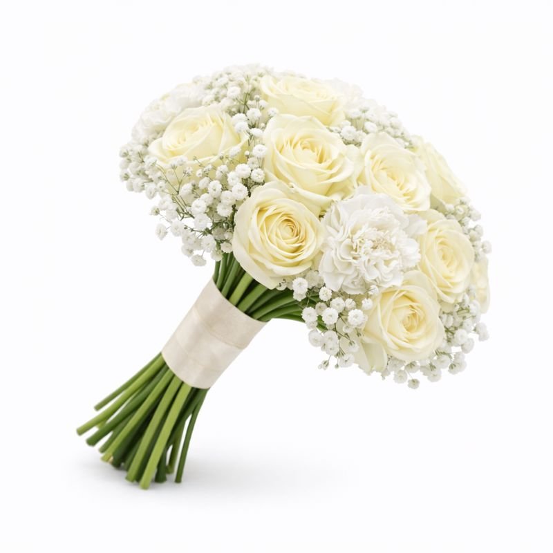 bouquet mariée roses blanches & Œillets bouquet mariée roses blanches & Œillets